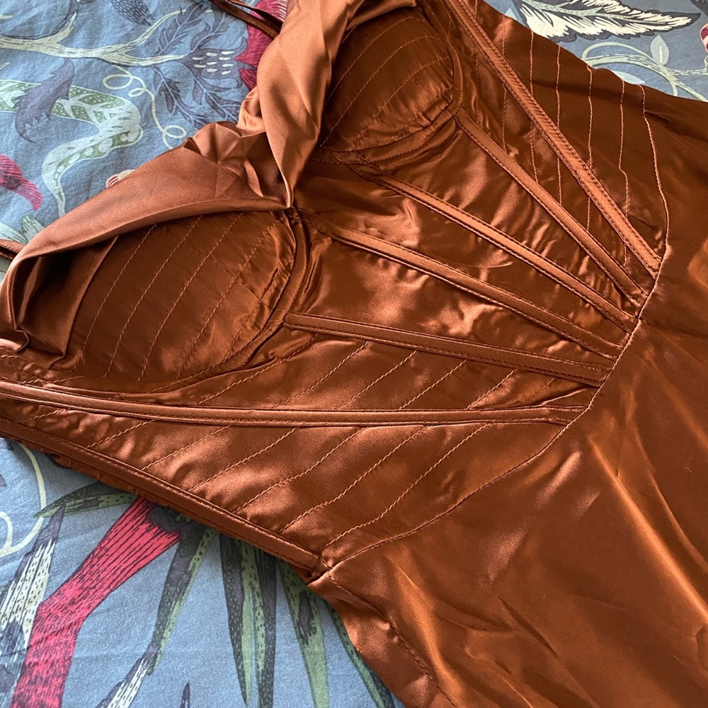 Rich brown corset cocktail dress